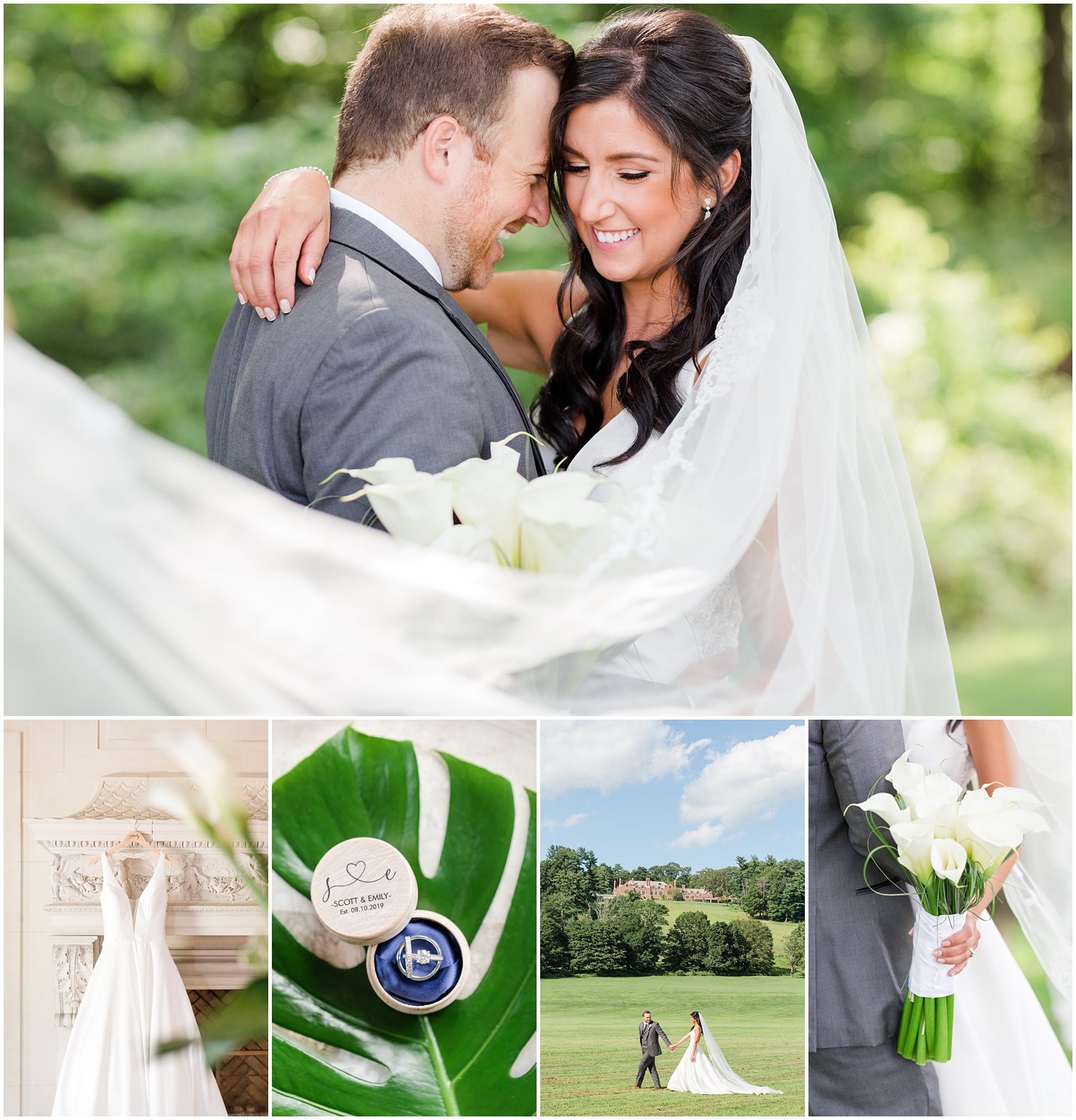 summer wedding at Natirar estate with green wedding details and calla lily bouquet