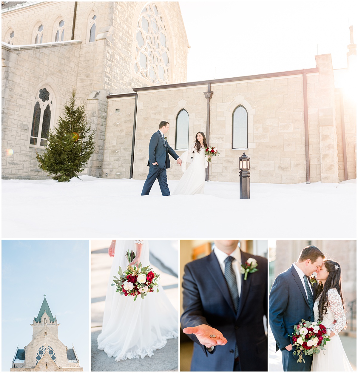 Winter Church ceremony micro wedding at St. Vincent Martyr Church in Madison, New Jersey