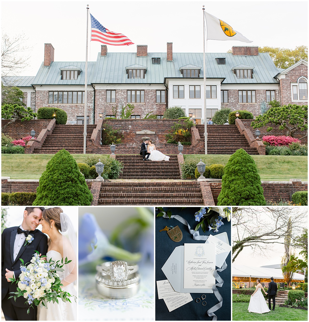 spring New Jersey wedding at Hamilton Farm with french blue wedding details