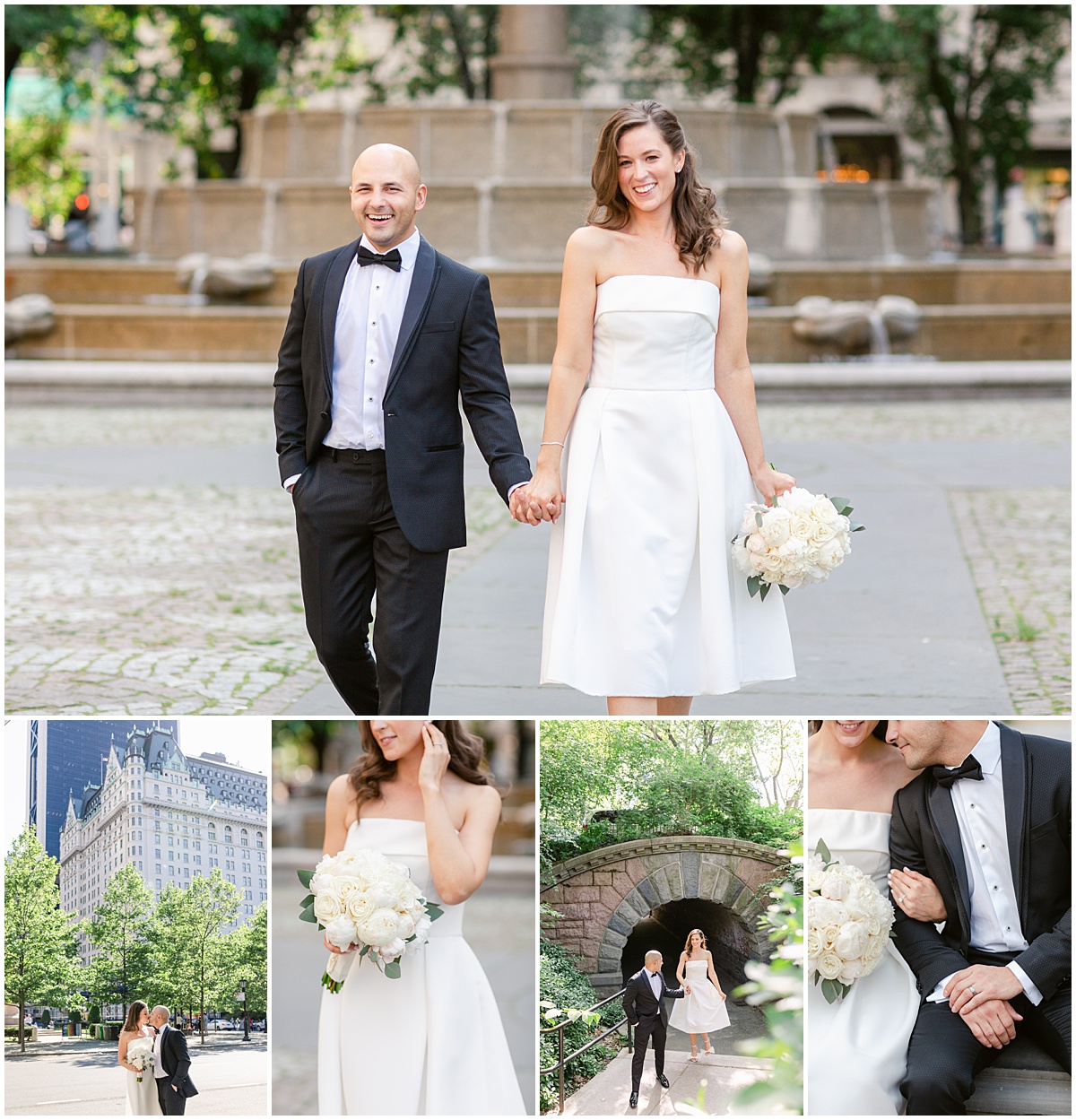 Central Park elopement at the Plaza Hotel in spring just married in central park
