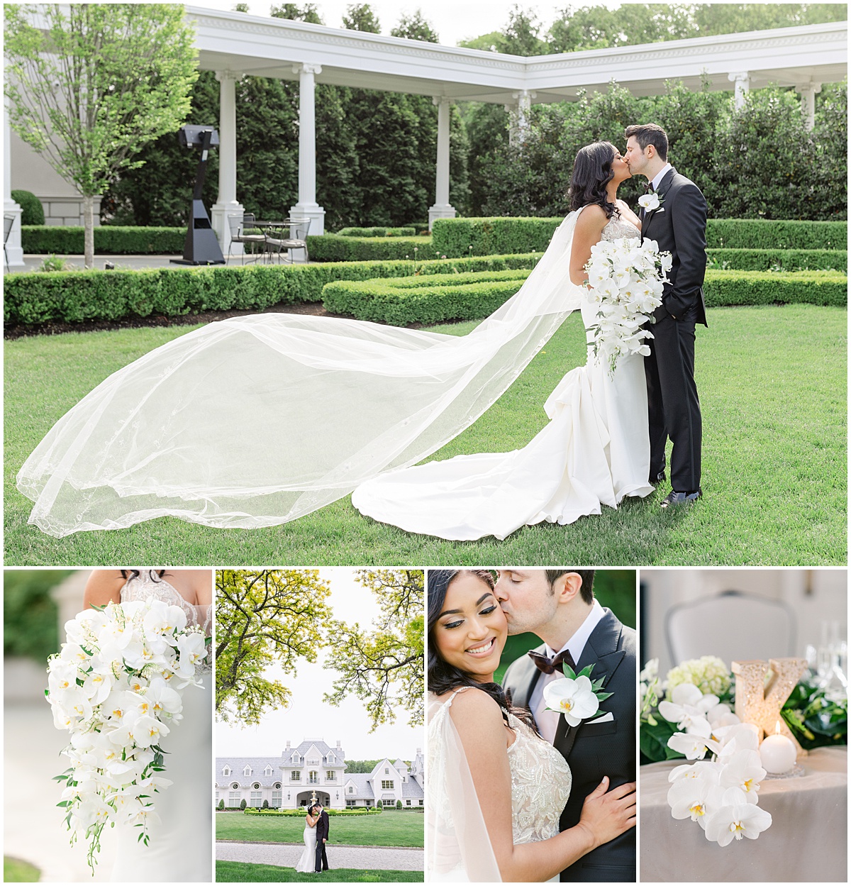 spring wedding at the Park Chateau with whites and greens and orchid bouquet new jersey wedding photographer